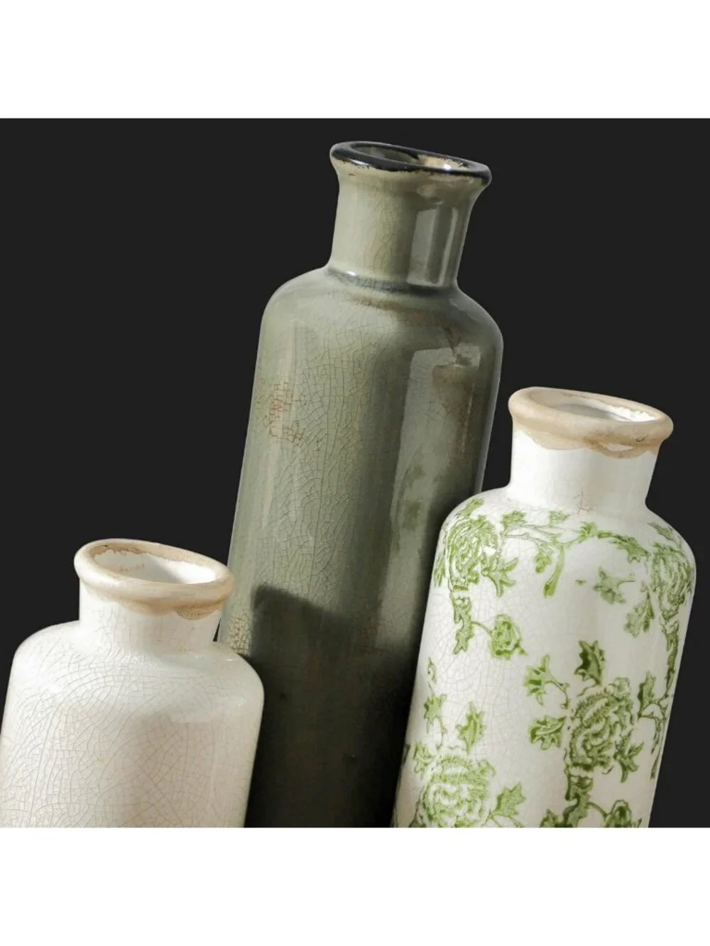 Chic Vintage Ceramic Vase Set of 3 - Retro Floral Home Decor for Living Room